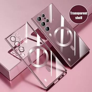 Магнитный чехол для Samsung S23 S22 S21 Ultra 5g, прозрачный защитный чехол для Samsung Galaxy S23 S22 S21 Plus Ultra, чехол S22 Plus красный