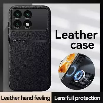 Магнитный чехол для телефона для Xiaomi POCO X6 Pro 5G с кожаной текстурой, силиконовая защита, противоударная задняя крышка для POCO X5 Pro F5 Pro X4 C65 POCO F5 Pro жёлтый