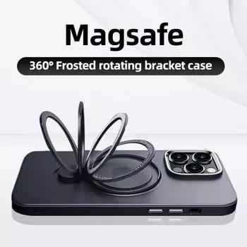 Магнитный чехол для телефона Iphone 11 12 13 14 Pro Max Magsafe с беспроводной зарядкой, полупрозрачный матовый кольцевой держатель, чехол для мобильного телефона, принципиально For iPhone 14 розовый