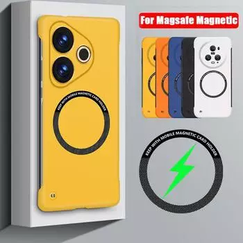 Магнитный чехол для телефона Magsafe для Realme GT6 GT 6T Realme GT Neo 6 SE, тонкий безрамочный жесткий чехол из ПК, чехол с беспроводной зарядкой Realme GT 6 бежевый