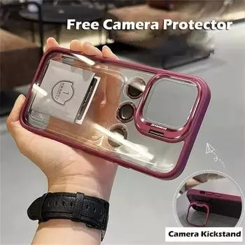 Магнитный чехол для телефона Magsafe с металлическим кольцом и подставкой для объектива для iPhone 15 12 13 11 14 Pro Max, защитное стекло для камеры, прозрачная крышка For iphone 13