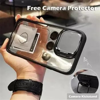 Магнитный чехол для телефона Magsafe с металлическим кольцом и подставкой для объектива для iPhone 15 12 13 11 14 Pro Max, защитное стекло для камеры, прозрачная крышка For iphone 13