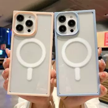 Магнитный чехол для телефона с беспроводной зарядкой Iphone 14 13 12 11 Pro Max 14pro 14 Plus 11 противоударный акриловый прозрачный бампер силиконовый чехол For iPhone 14