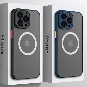 Магнитный чехол для телефона с беспроводной зарядкой для Iphone 14 13 12 11 Pro Max Xr Xs Max 13pro 14 Plus противоударный матовый бампер прозрачный чехол For iPhone XS