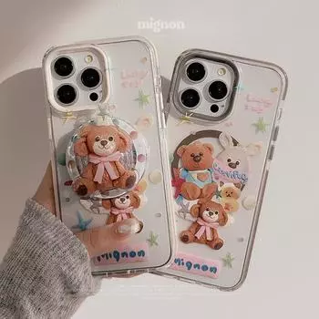 Магнитный чехол для телефона с изображением мультяшной куклы-зверька 15promax