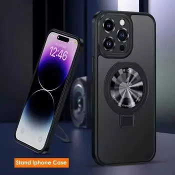 Магнитный чехол для телефона с кольцевой подставкой для iPhone 15 Pro Max Plus 14 13 12 11, матовые чехлы для мобильных телефонов с подставкой, противоударная задняя крышка For iPhone 15