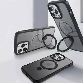 Магнитный чехол для телефона с кольцом-подставкой и защитой объектива для iPhone 15 Pro Max 14 Plus 12 13 11, чехлы тонкий полупрозрачный чехол For iPhone 13