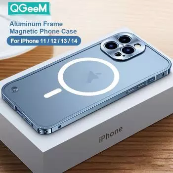 Магнитный чехол для телефона с металлическим каркасом для iPhone 11 12 13 14 15 16 Pro Max из алюминиевого сплава, защитная крышка для объектива iPhone 16, металлический чехол с покрытием For iPhone 12 pro max