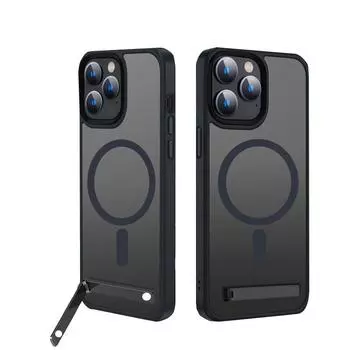 Магнитный чехол для телефона с металлической подставкой для iPhone 15, 14, 13, 12 Pro Max Plus, полупрозрачные чехлы для мобильных телефонов, задняя крышка военного класса For iPhone 14 Plus