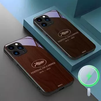 Магнитный чехол для телефона с текстурой дерева для Apple 13, 12mini, iPhone 11, 14/15 Pro. Дизайн Silver Cannes, устойчивый к падениям и простой.