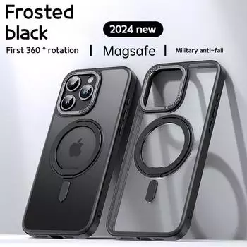 Магнитный чехол для телефона с вращением на 360° и подставкой для iphone 11 12 13 14 15 Pro Max с кольцевым держателем, прозрачный чехол для предотвращения падения For 15 Pro max