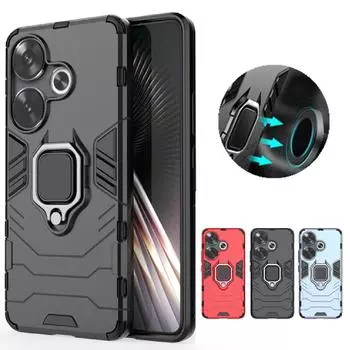 Магнитный чехол для Xiaomi Poco F6 F5 X6 Pro X5 GT M6 Pro 5G C65 4G, чехол с кольцевым кронштейном-подставкой, чехол Fundas Coque Poco X6 Pro красный