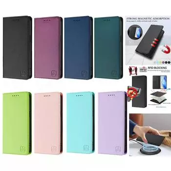 Магнитный чехол для Xiaomi POCO M6 M5 M5S M4 M3 M2 M1 X6 X5 X4 X3 F6 F5 F3 Роскошный кожаный чехол-книжка с 2 слотами для карт, противоударный Xiaomi POCO M6 Pro темно-зеленого