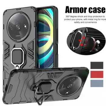 Магнитный чехол для Xiaomi Redmi A3 4G Чехол с кольцом-подставкой для телефона, задняя крышка, бизнес-чехол с полной защитой For Redmi A3 4G чёрный