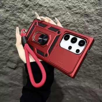 Магнитный чехол для Xiaomi Redmi Note 14 13 12 11 10 9 Pro Plus 5G 12S Чехлы с защитой объектива камеры-слайдера Redmi 14C 13C 12C Чехол Note 14 Pro Plus 5G красный