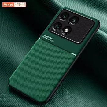 Магнитный чехол из искусственной кожи для Xiaomi Poco X6 Pro, автомобильный держатель, роскошный силиконовый защитный чехол для телефона Poco X4 GT X5 Pro 5G For Poco X6 чёрный