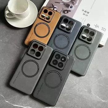 Магнитный чехол из искусственной кожи для Xiaomi 14 Ultra 13 Lite 13T Pro 12T Civi 3 2 Redmi Note 12 13 Pro + K70E K70 POCO X6 F5 pro F4 GT Redmi K70 чёрный