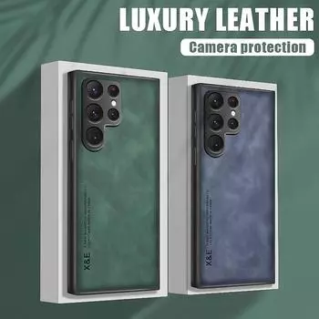 Магнитный чехол из овчины для Samsung S24 Ultra S23 S22 S21 S20 FE S10, чехол для Samsung Note 20 Ultra 10, матовый кожаный чехол для телефона S20 Plus синий