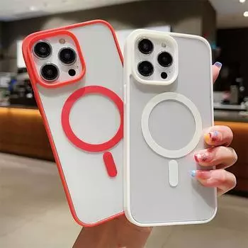 Магнитный чехол Magsafe для беспроводной зарядки iPhone 16 15 Pro Max 15 Plus 11 12 13 14 Pro Max Cover Case iPhone 13 красный