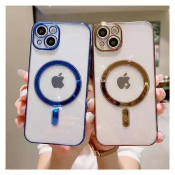 Магнитный чехол Magsafe для Iphone13promax с беспроводной зарядкой для Iphone1211xrxs, однотонный глянцевый мягкий силиконовый чехол с гальваническим покрытием iPhone 12 mini фиолетовый