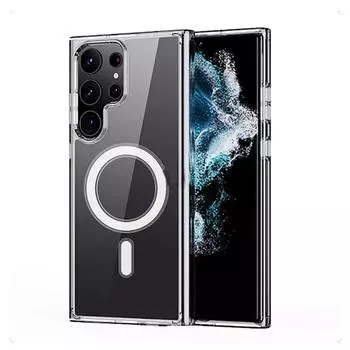 Магнитный чехол Magsafe для Samsung Galaxy S24 S23 S21 FE S22 Plus, противоударный прозрачный чехол с ультра беспроводной зарядкой Samsung S24 Ultra