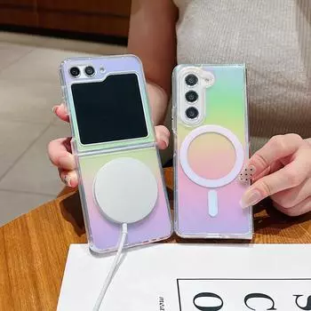 Магнитный чехол Magsafe для Samsung Galaxy Z Flip3 Flip4 Flip5 Flip5 Z Fold3 Fold4 Fold5 Fold6, противоударный чехол из ТПУ + ПК For Galaxy Z Flip3