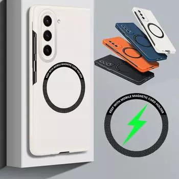 Магнитный чехол Magsafe для Samsung Galaxy Z Fold 5 Fold4 Fold3 5G, тонкий безрамочный жесткий чехол из ПК, чехлы с беспроводной зарядкой Z Fold 5 тёмно-синий