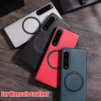 Магнитный чехол Magsafe для Sony Xperia 1 10 5 IV, чехол Magsafing с беспроводной зарядкой для Sony Xperia 1 IV 10 5 III, кожаный противоударный чехол с ощущением кожи Xperia 10 IV чёрный