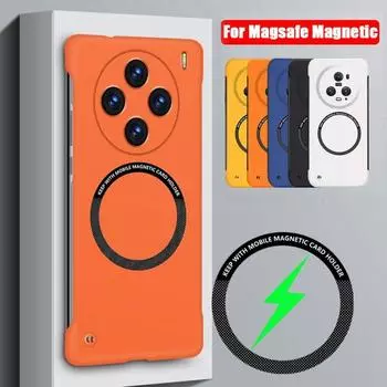 Магнитный чехол Magsafe для VIVO X100 Ultra X100 Pro, тонкий безрамочный жесткий чехол из ПК, чехол для беспроводной зарядки для VIVO X100Pro X100 S Pro VIVO X100 белый