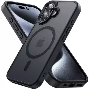 Магнитный чехол Magsafe Mag Safe для iPhone 16 Pro Max 15 Plus 14 13 Mini 12 11 SE 2022 2020 8 тонкий защитный полупрозрачный матовый чехол для телефона аксессуары For iPhone 16 чёрный