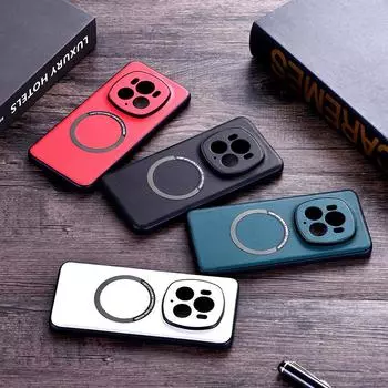 Магнитный чехол Magsafe с беспроводной зарядкой для Honor X7B X8B X9B X7A X8A X9A Magic 6 Pro 5 Honor 100 Pro 90, роскошный чехол из искусственной кожи For Honor X7B чёрный