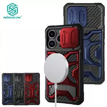 Магнитный чехол Nillkin Adventurer Pro для iPhone 14 Pro, чехол для телефона, скрытая подставка, защита для занятий спортом на открытом воздухе, противоударная задняя крышка iPhone 14 Pro чёрный