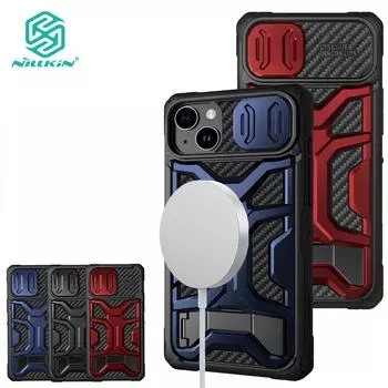 Магнитный чехол Nillkin Adventurer Pro для iPhone 14 Plus, чехол для телефона, скрытая подставка, защита для занятий спортом на открытом воздухе, противоударная задняя крышка iPhone 14 Plus чёрный
