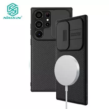 Магнитный чехол Nillkin CamShield Pro для Samsung Galaxy S24 Ultra S24 + S23 Ultra S22 Ultra S24 Plus, защитный чехол для слайдера камеры, противоударный чехол из ТПУ + ПК Samsung Galaxy S23 Ultra чёрный