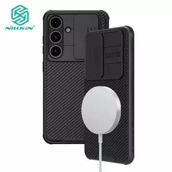 Магнитный чехол Nillkin CamShield Pro для телефона Samsung Galaxy S24 Plus S24 +, защитный слайдер для камеры, противоударная задняя крышка For Samsung S24 Plus чёрный
