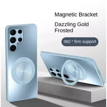 Магнитный чехол-подставка Magsafe для Samsung Galaxy S24 S23 S22 Ultra Plus, противоударный жесткий матовый держатель для кольца, вращающийся на 360°, защитная задняя крышка-подставка For S24 зелёный