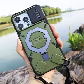 Магнитный чехол-подставка Matrix, Подходит для объектива Ip16pm, Пылезащитный со сдвижным окном, Защитный чехол-кроссбоди для Apple 15/14pm Apple 13ProMax