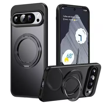 Магнитный чехол-подставка с вращением на 360° для Google Pixel 9 8A 8 Pro XL, роскошный металлический складной кронштейн, противоударный защитный чехол For Pixel 9&Case & Holder прозрачный