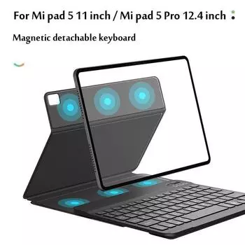 Магнитный чехол с беспроводной клавиатурой для Xiaomi MiPad 5 Pro 12,4 2022/Mi Pad5 11 2021, защитный чехол для планшета Smart Shell Mipad 5 Pro12.4inch чёрный