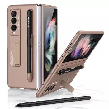 Магнитный чехол с держателем S Pen для Samsung Galaxy Z Fold 3 5G, чехол для телефона, полная защита на 360°, противоударный чехол, чехлы(Нет ручки) For Z Fold 3 5G