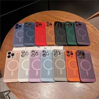 Магнитный чехол с полным покрытием для рассеивания тепла и пленкой для линз для Apple iPhone 15 Plus Pro Max, сетка против отпечатков пальцев, жесткий защитный чехол для задней панели из ПК For iPhone 15 чёрный