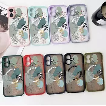 Магнитный чехол с зелеными линиями и цветочным узором для iPhone 16 Pro 15 14 Plus 13 12 Pro Max 11, ударопрочный, прозрачный, с мягкими краями, акриловый, жесткий, защитный чехол для линз iPhone 16 чёрный