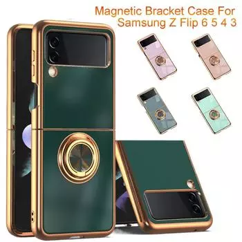 Магнитный держатель чехол для телефона чехол противоударный кольцо держатель подставка для Samsung Z Flip 6 5 4 3 For Z Flip 5 чёрный