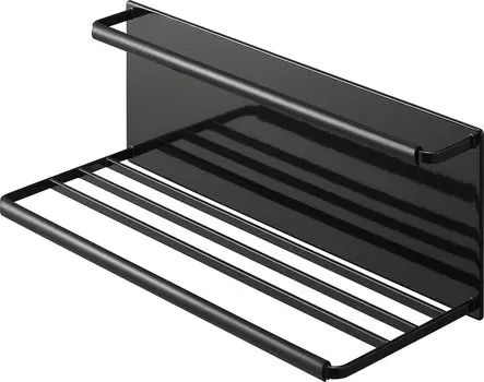 Магнитный держатель для бутылок Yamazaki Jitsugyo Wide L, черный, приблизительно. W33 x D12.5 x H11.5cm Tower Drainer Кухонная панель под раковиной Простая установка 8061