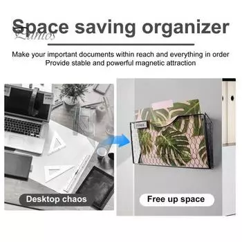 Магнитный держатель для файлов, стойка для хранения, нержавеющая, устойчивая к коррозии, не требующая сверления, магнитный держатель для бумаги, органайзер для документов и почты чёрный