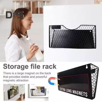 Магнитный держатель для файлов, стойка для хранения, нержавеющая, устойчивая к коррозии, не требующая сверления, магнитный держатель для бумаги, органайзер для документов и почты чёрный