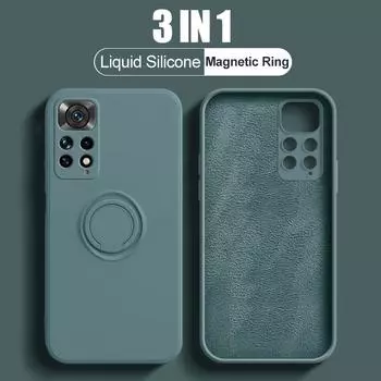 Магнитный держатель для кольца, чехол для телефона Xiaomi Redmi Note 11 11s Pro Note11 Pro Plus 5G, мягкий чехол, квадратный жидкий силиконовый чехол Redmi Note11(Global) белый