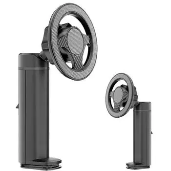 Магнитный держатель для мобильного телефона с вращением на 360 градусов для iPhone 16, 15, 14, 13, Pro Max, Samsung S24, S23 Plus, Xiaomi, Redmi Note 12, Oppo Reno 11, настольное крепление чёрный