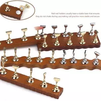 Магнитный держатель для ногтей из цельного дерева, демонстрационная стойка для практики, основание из ореха, демонстрационная полка, инструмент для дизайна ногтей, цветной лак для ногтей для новичков 2