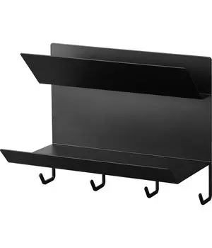 Магнитный держатель для перчаток Yamazaki Jitsugyo с крючком, черный, ширина 25 x x высота 21 см, подставка для хранения аксессуаров на входе в башню, для хранения вещей на выход 1972 чёрный